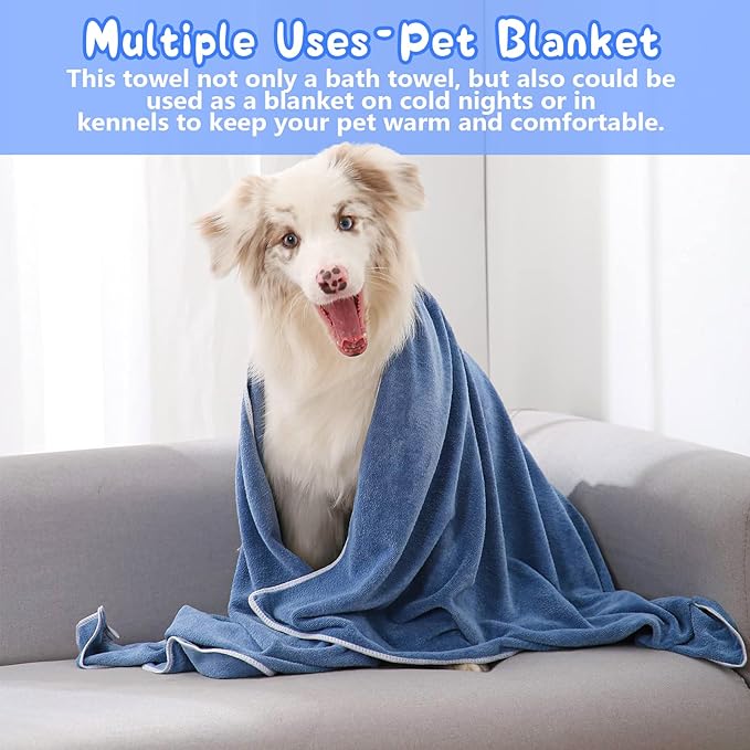 4 Pack Extra Large Dog Bath Towel for Drying Dogs 55×27" Super Absorbent Pet Towel, Microfiber Dog Grooming Towel for Small, Medium, Large Dogs and Cats, Dog Towel Set