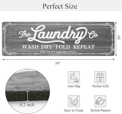 Pauwer Laundry Room Rug Runner 20"x60" Waterproof Rubber Laundry Mat Non Slip Kitchen Mats for Floor Washable Floor Mat Runner Rug for Farmhouse Mudroom Washroom Bathroom Decor