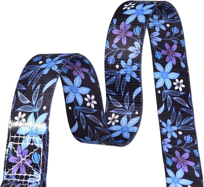 Dog Collar with Bohemia Floral Tribal Geometric Patterns - Soft Ethnic Style Collar Adjustable for Small Medium Large Dogs(Floral Blue,S)