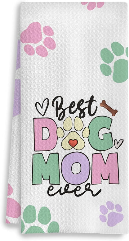 Dog Mom Gifts Kitchen Towels, Dog Lovers Owners Gifts for Women, Colorful Dogs Paws Hand Towels for Bathroom, 16x24 Inches