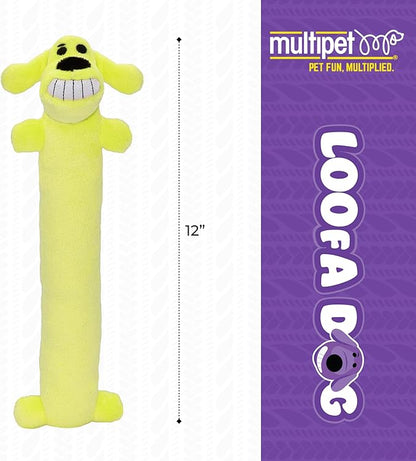 Multipet Original Loofa Dog Plush Toy - Squeaky Toy for All Dogs - Extra Soft Plush - Stuffed Animal Dog Toys for Playing - Cute Dog Pet Toy (1 Count, 12”, Random Color Surprise)