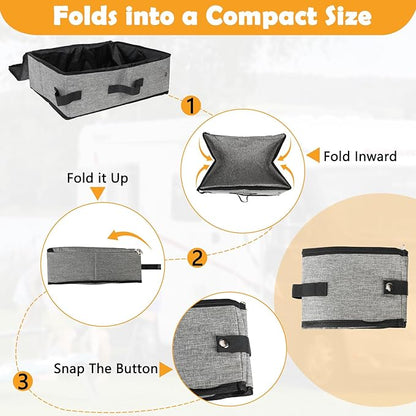 SZEE Travel Litter Box for Cats with Zipped Lid with 3 Pcs Disposable Liner Bags, Easy Cleaning, Suitable for Pets up to 15lbs, Portable Litter Box for Travel, Car, Hotel, Airplane, Camping - Grey