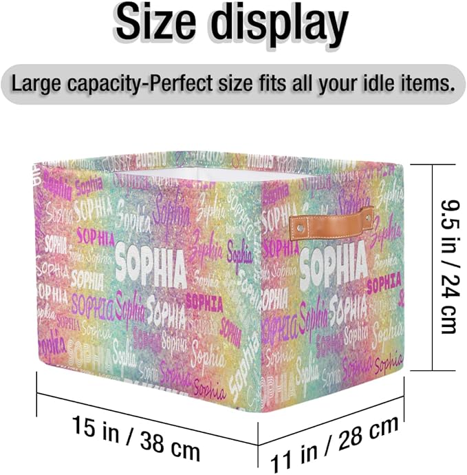 Custom Rectangular Baby Storage Bin, Kids Toys & Books Shelf, Clothes & Towel Storage, Gift & Pet Basket with Colorful Bling Sequins & Glitters in Pink & Yellow