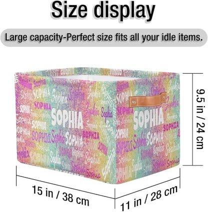 Custom Rectangular Baby Storage Bin, Kids Toys & Books Shelf, Clothes & Towel Storage, Gift & Pet Basket with Colorful Bling Sequins & Glitters in Pink & Yellow