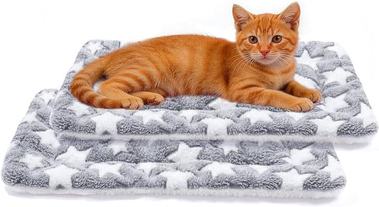 Mora Pets Cat Bed Dog Crate Pad Ultra Soft Pet Bed with Cute Star Print Washable Reversible for Small Dogs 14 x 17.5 inch 2 Pack Grey