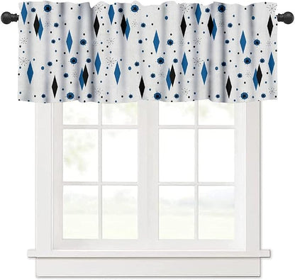 Mid Century Valance Curtains, Retro Atomic Starburst Vintage Modern Abstract Geometric Pattern 1950s Window Curtain Valance for Bedroom Living Room Kitchen 54x18inch