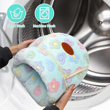 YUEPET Guinea Pig Bed Cuddle Cave Warm Fleece Cozy House Bedding Sleeping Cushion Cage Nest for Small Animal Squirrel Chinchilla Hedgehog Cage Accessories(Green Flower