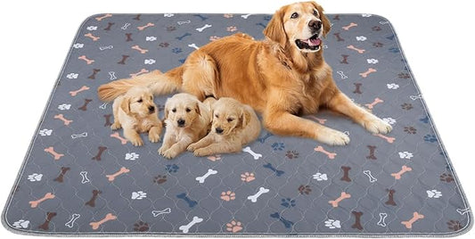 Washable Pee Pads for Dogs，2Pack 31x36 Reusable Puppy Pads with Bone Print, Absorbent Whelping Pads Non-Slip Dog Playpen Mats for Floor Protector, Couch Cover, Crate, Potty Training