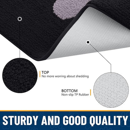 Smiry Dog Door Mat for Muddy Paws, Absorbs Moisture and Dirt, Low-Profile Entryway Mat with Non-Slip Backing, Entry Indoor Outdoor Doormat for Inside Floor (40x32 Inches, Black and Grey, Paw)