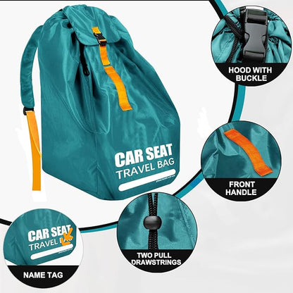Car Seat Travel Bag for Airplane, Large Car Seat Bags for Air Travel with Padded Straps, Gate Check Storage Bag/Backpack for Car Seat Airport, Carseat Cover Travel - Baby Travel Essentials for Flying