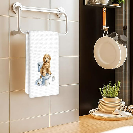 Funny Goldendoodle Dog Hand Towels Set of 2, Gifts for Golden Doodle Dog Owners Lovers, Goldendoodle Decor for Bathroom, Pet Lovers Gifts Toilet Hand Towels for Bathroom Washroom, 16x24In
