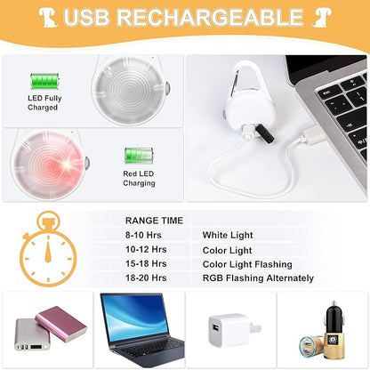 Dog Collar Light, 4 Modes Dog Lights for Night Walking, Rechargeable Pet Collar LED for Nighttime Clip on, IP68 Waterproof Pet Walking Accessories-2 Pack(White)
