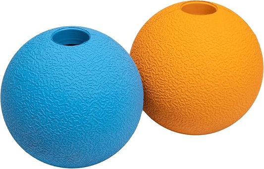 Amazon Basics Interactive Bouncy Durable Rubber Dog Toy Balls, 3 inch, Blue, Orange, Pack of 2