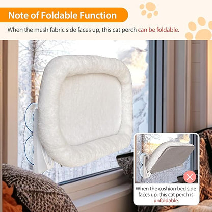L&W BROS. Cat Window Perch Cushion Bed Hammock with 4 Updated Suction Cups Easy to Assemble Cat Window Bed for Heavy Large Cats (M 1Pc)