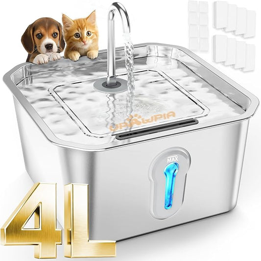 4L Large Cat Water Fountain for Multiple Cats with 8 Filters Pet Water Fountain for Cats Quiet Indoor Pets Dog Small Animal Automatic Dog Water Dispenser for Drinking Watering Supplies