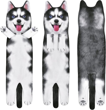 AGRIMONY Funny Husky Dog Puppy Hand Towels for Kitchen Bathroom - Dog Mom Dad Gifts for Women Men- Easter Mothers Fathers Days Valentines Day Housewarming Gifts for Animal Lovers