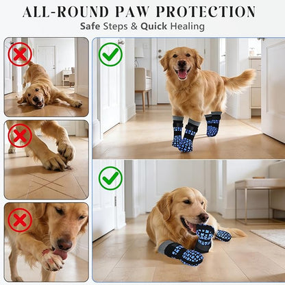 Non-Slip Dog Socks for Hardwood Floors Anti Slip Double-Sided Grippy Socks for Senior Dogs to Prevent Licking Paws, Scratching & Hot Pavement Premium Dog Paw Protector with Grippers Black S