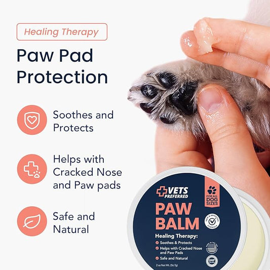 Vets Preferred Paw Balm Pad Protector for Dogs – Dog Paw Balm Soother – Heals, Repairs and Moisturizes Dry Noses and Paws – Ideal for Extreme Weather Season Conditions - 2 Oz - 2 Pack