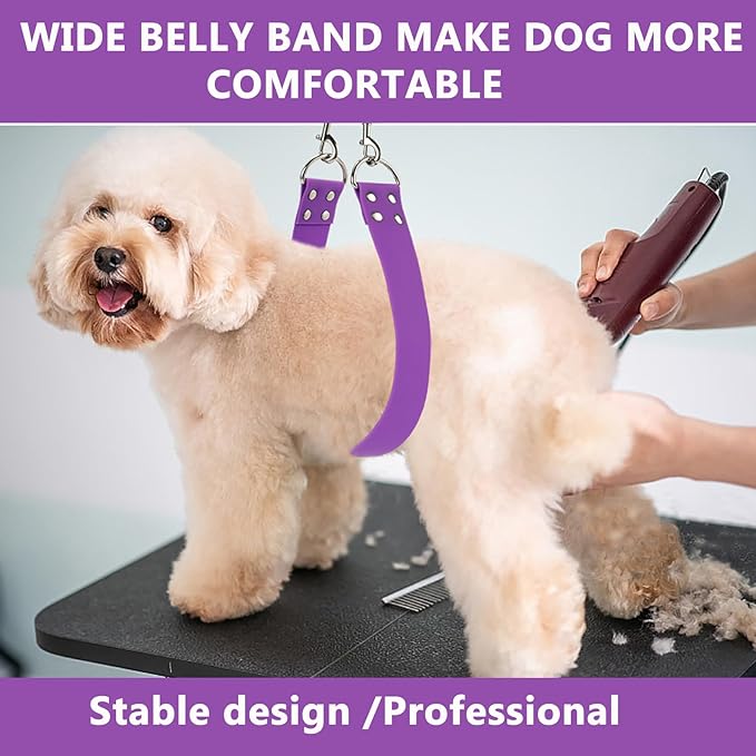 Dog Grooming Belly Band - Pet Grooming Belly Straps Pink Groomer Belly Support 2" Wide Waterproof Strong PVC Dogs Loop with Adjustable Connector Groom Restraint for Pets Bathing Salon (Pink-Long)
