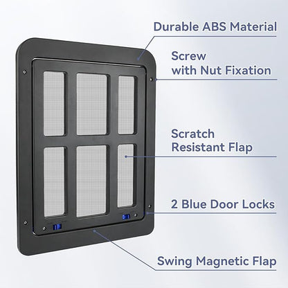 Namsan Pet Screen Door, Doggy Door for Sliding Screen Door, 8.3 x 10.3 Inches Cat Door for Screen Door, Magnetic Close Small Dog Door Window Porch, Black