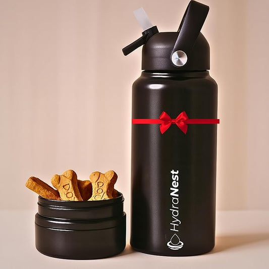 HydraNest Dog Water Bottle - Portable Dog Travel Water Bottle & Bowl, Insulated Pet Water Bottle for Camping, Beach - Dog Mom and Dad Gifts for Dog Lovers – Perfect for Women and Men - 32oz