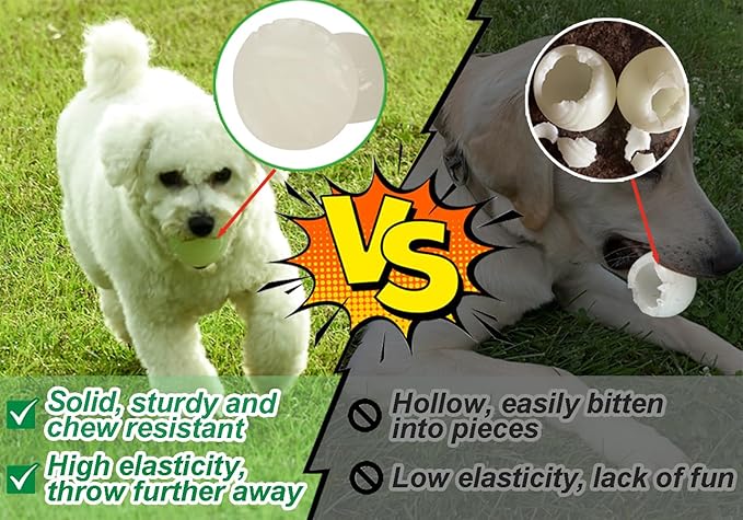 2 PCS Glowing Fetch Balls - Rubber Glowing Dog Toy Balls, High Bounce, Chew Resistant, Under 60 Lbs, Belgian Malinois Gifts (6CM)