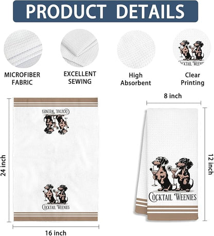 Funny Dachshund Cocktail Bar Kitchen Bathroom Towels, Dachshund Gifts for Women Men, Cocktail Gifts for Women Dish Tea Towels, Weiner Dog Gift Decorative Hand Towels for Kitchen Decor