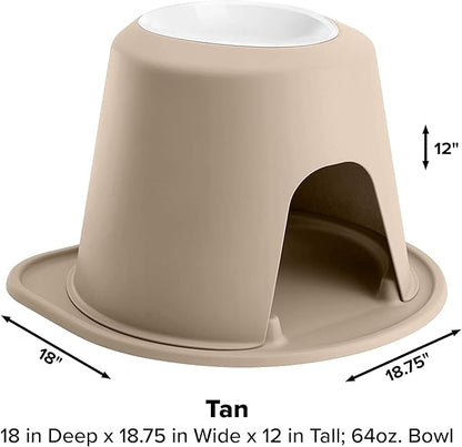 WeatherTech Single High Pet Feeding System w/Plastic Dog/Cat Bowls - 12" High Stand Tan (PSH6412TNTN)