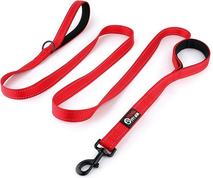 Primal Pet Gear Dog Leash 6ft Long,Traffic Padded Two Handle,Heavy Duty,Reflective Double Handles Lead for Control Safety Training,Leashes for Large Dogs or Medium Dogs,Dual Handles Leads(Red)
