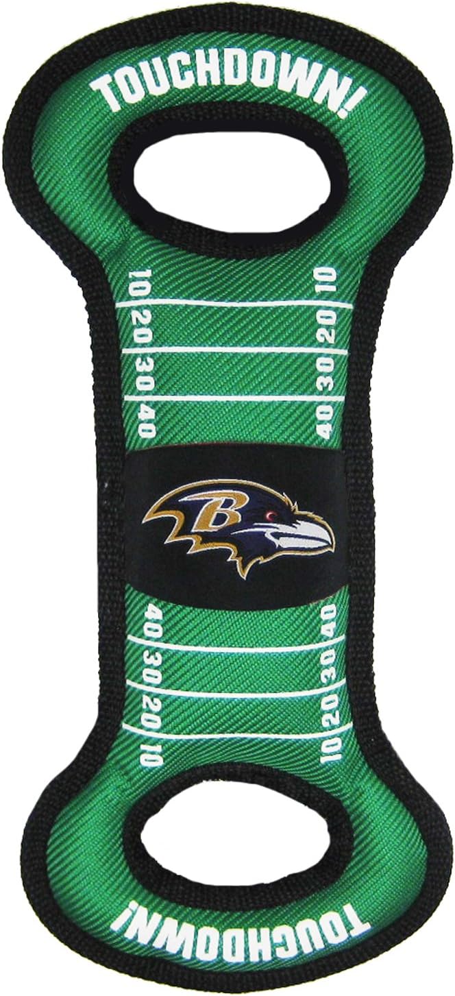 NFL Football Field Dog Toy with Squeaker. - Baltimore Ravens - for Tug, Toss, & Fetch. - Tough & Durable Pet Toy