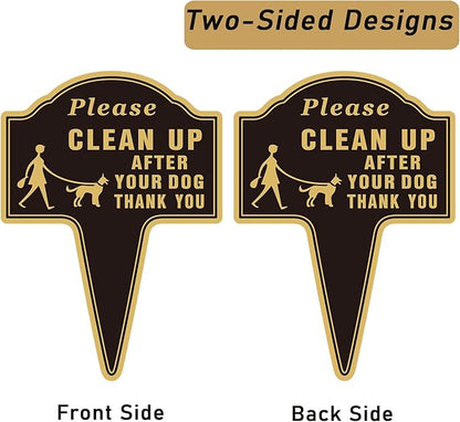 Please Clean Up After Your Dog Sign with Stake Dog Poop Signs for Yard No Pooping and Peeing for Lawn Pick Up After Your dog Sign Yard Sign (13.58 x 9.65 inches,Black,2-pack)