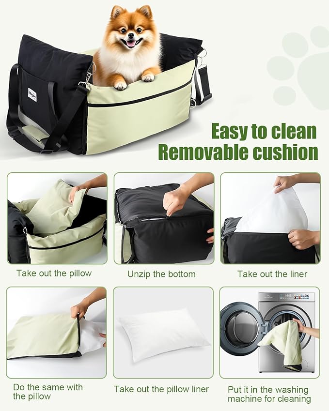 Dog Carseat for Small Dogs – Harness-Compatible Pet Travel Accessory, Portable Travel Bed & Pet Car Carrier Bag, Easy Install, Washable Dog Booster Seat for Small Dogs