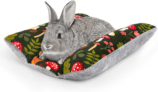 Rabbit Bed 15"X14"Thickened and Soft Bunny Bed Washable Cuddle Cushion Plush Mat Double-Sided Plush Small Pet Flop Mat Cotton Pillow for Rabbit