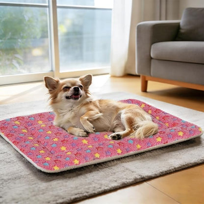 Mora Pets Dog Bed Crate Pad Ultra Soft Pet Bed with Cute Star Print Washable Reversible for Large Medium Small Dogs 21 x 12 inch 2 Pack Pink