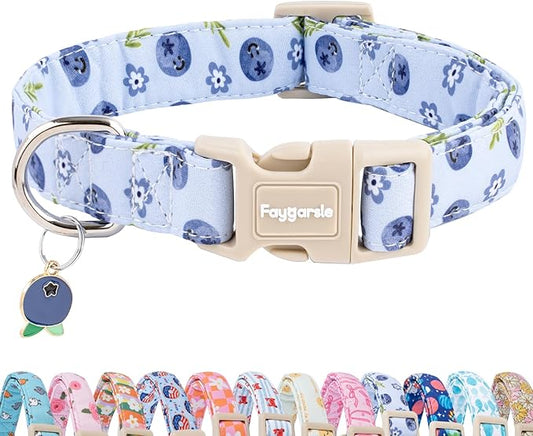 Faygarsle Blueberry Pattern Dog Collar for for Summer Small Medium Large Dogs Light Blue XS