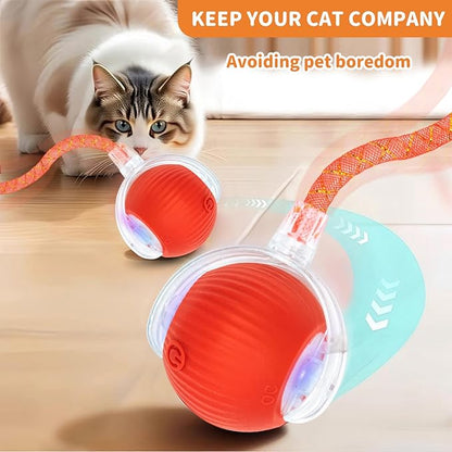 Interactive Cat Toys for Indoor Cats Smart Automatic Ball Rolling for Bored Kitten Pet Upgraded Speedy Moving Chase Dogs Toy Valentine's Day Gift Red Dragonfly