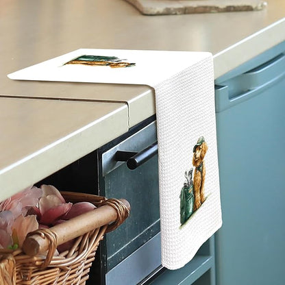 Golf Dog Kitchen Towels - Poodle Dish Towels, Sports Gifts, Pet Golf Club Decorative Absorbent Dishcloths Hand Towels for Kitchen Gym Spa Decor 16x24 Inches