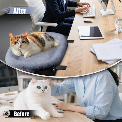 IPOW Heavy Duty Steel Frame Supports up to 50lbs Cat Desk Bed Space-Saving 90°Foldable with Soft Ultra-Plush Faux Fur for Small Medium Large Cats