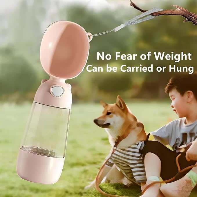 2 in 1 Dog Water Bottle with Food Container, Portable Dogs Water Dispenser, Outdoor Drink Bottles for Puppy, Cat, Pet, Essential Items for Travel, Walking, Hiking, Pet Accessories (Yellow)