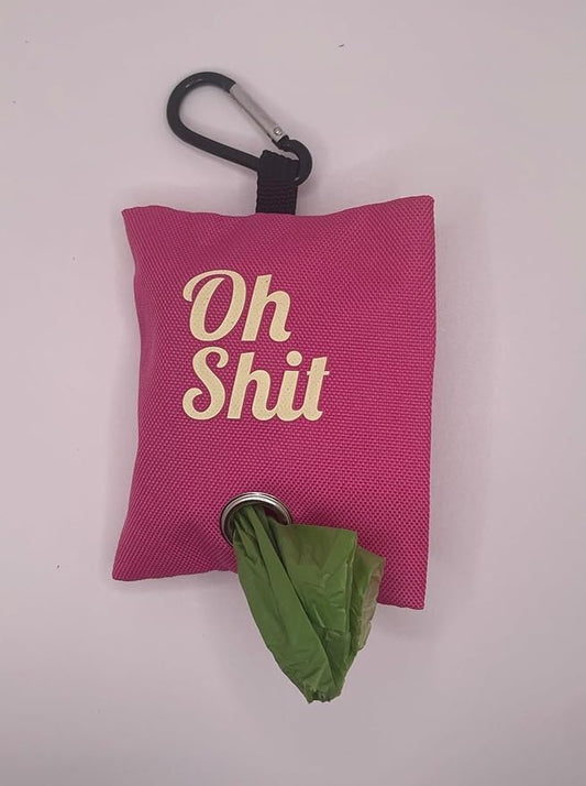 Funny Novelty Dog Waste Bag Dispenser - Oh Shit (Pink)