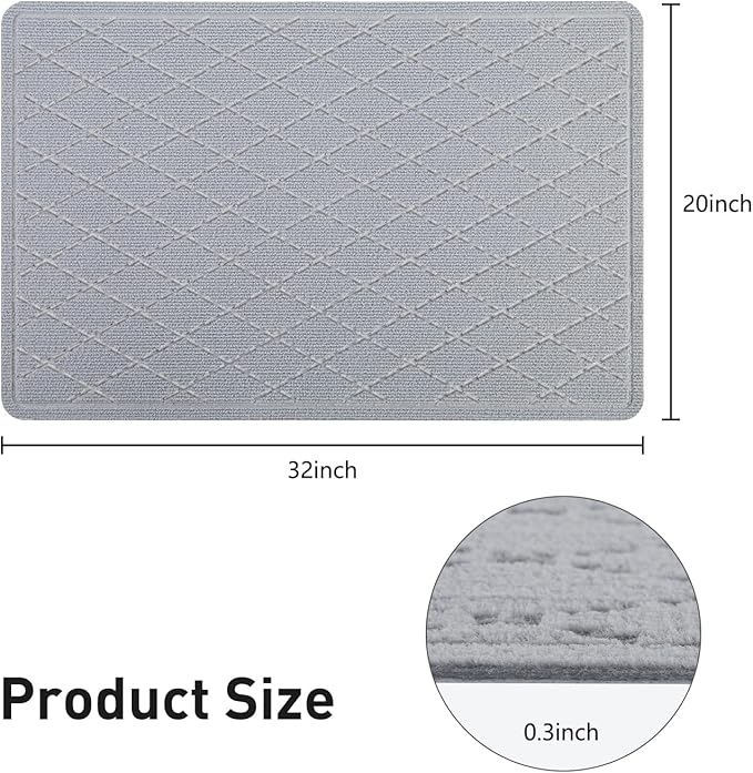 Non Slip Stair Treads Landing Rug for Wooden Steps Indoor, 20"X32" Landing Slip Resistant Stair Rugs for Kids and Dogs, Polyester Stair Landing Mat,Grey