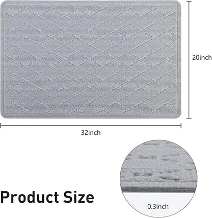 Non Slip Stair Treads Landing Rug for Wooden Steps Indoor, 20"X32" Landing Slip Resistant Stair Rugs for Kids and Dogs, Polyester Stair Landing Mat,Grey