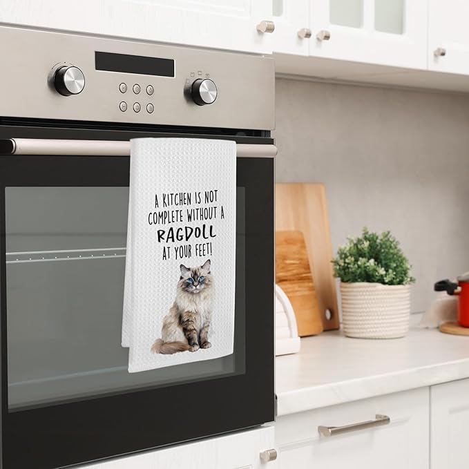 Funny Ragdoll Cat Gifts Kitchen Towels, Cat Lover Gifts for Women, Funny Hand Towels for Bathroom Decor, A Kitchen Is Not Complete without A Ragdoll Dishcloths Dish Towel forKitchen 16x24 Inches