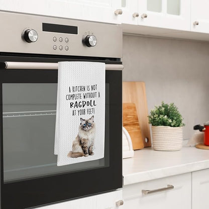 Funny Ragdoll Cat Gifts Kitchen Towels, Cat Lover Gifts for Women, Funny Hand Towels for Bathroom Decor, A Kitchen Is Not Complete without A Ragdoll Dishcloths Dish Towel forKitchen 16x24 Inches