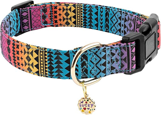 Faygarsle Bohemian Geometric Pattern Dog Collar for Small Medium Large Boys Girls Dogs M