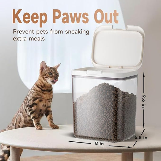 LivLab Mker Dog Food Storage Container 5 lbs Airtight Pet Food Storage Containers with Lids, Cat Food Container, BPA Free, Rice Container, Flour Dispenser(6 lbs), white