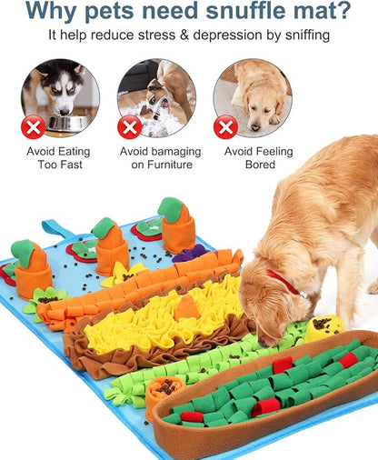 Snuffle Mat for Dogs, 32 x 20 inch for Medium & Large, Portable & Compact Dog Puzzle Toy for Stress Relief, Reduces Fast Eating, with Anti-Slip Botton