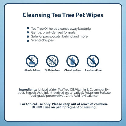 Best Pet Supplies 8" x 9" Large Dog Wipes - Cleaning and Deodorizing for Paws and Coat - Gentle Formula with Tea Tree Vitamin E for Puppies and Cats - 400 Count
