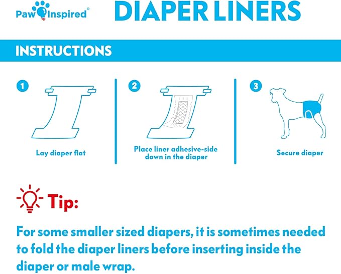 Paw Inspired Dog Diaper Liners | Inserts for Washable Covers, Female Dog Diapers, and Male Dog Belly Bands | Leakproof, Super Absorbent (180 Count)