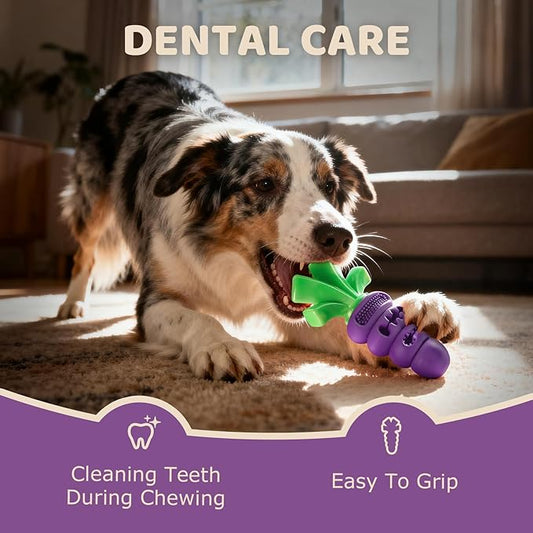 Indestructible Dog Toys for Aggressive Chewers: Heavy Duty Milk-Flavored Chew Toy for Medium & Large Dogs 20–70 lb, Dental Teeth Cleaning, Long-Lasting Enrichment Toys(Purple)
